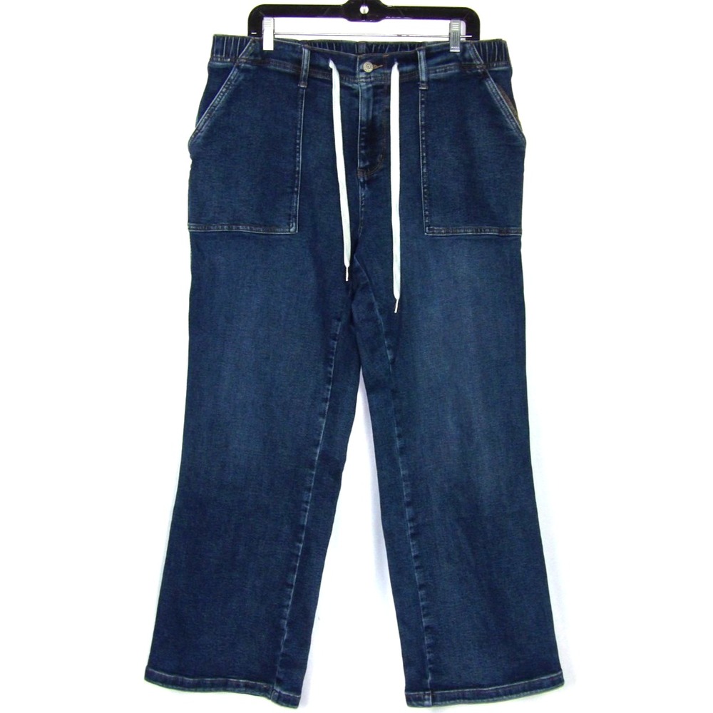 JUDY BLUE Stretch Draw String High Rise Wide Leg Relaxed Denim Jeans Women's 14W